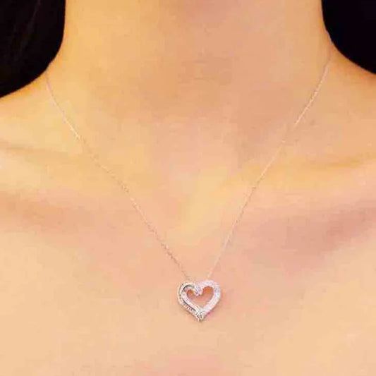 CAOSHI Collana con ciondolo in zirconi cubici a forma di cuore brillante Accessori per il collo dal design unico e squisito per le feste di banchetti da donna