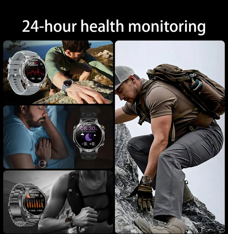 Military Grade Sapphire Smart Watch HeartRate SO2 BT5.3 Call Custom dial Smartwatch for Men Breathable Band Sports watch 1400mAh