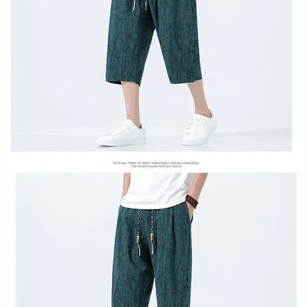 Pantaloncini da uomo Harajuku Kimono retrò Pantaloni da spiaggia comodi e traspiranti Pantaloni casual Harun larghi in cotone stile giapponese da uomo