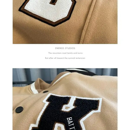 American Retro Baseball Jacket Unisex Loose Street Style Spring Autumn Couple Outerwear Windproof Long Sleeve Youth Fashion