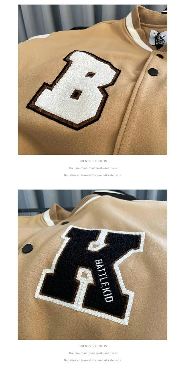 American Retro Baseball Jacket Unisex Loose Street Style Spring Autumn Couple Outerwear Windproof Long Sleeve Youth Fashion