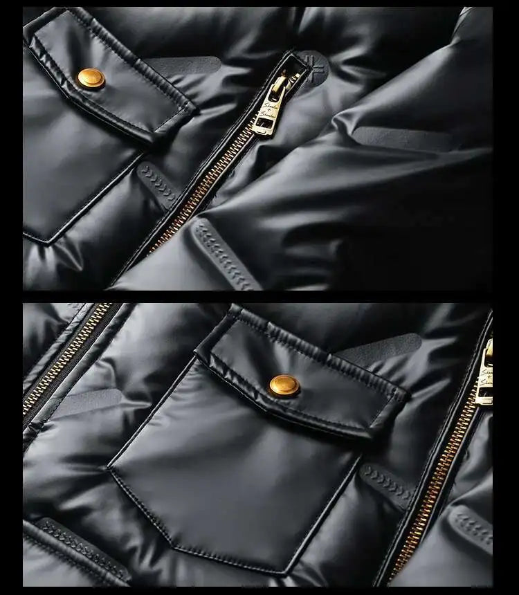 2022 Motorcycle Zipper Duck Down Jacket Men High Quality 90% White Duck Down Coat Lapel Vintage Black Down Jacket Men Clothing