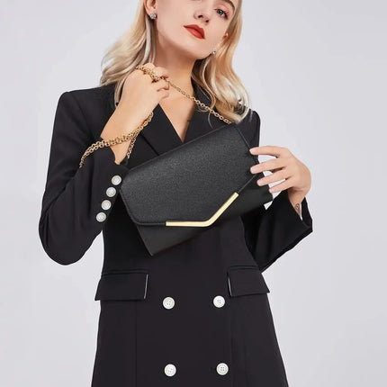Miss Lulu Elegante Pochette da Donna con Catena Rimovibile, Borsa da Sera alla Moda per Matrimoni e Feste, Piccola Borsa a Tracolla Pratica