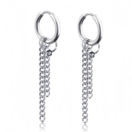 Long Hanging Crosses Leaves Pendants Hoops Woman Earrings Man Vintage Stainless steel Hip Hop Ear Piercing Jewelry Accessories PlatiNum