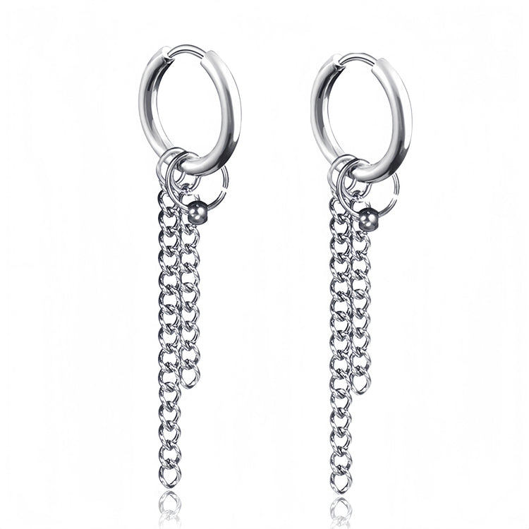 Long Hanging Crosses Leaves Pendants Hoops Woman Earrings Man Vintage Stainless steel Hip Hop Ear Piercing Jewelry Accessories PlatiNum