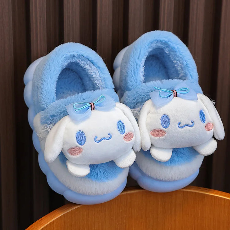 Winter Family Plush Slippers, Parent-Child Match Cartoon Indoor Home Shoes, Cozy Cotton-Lined Non-Slip Slides for All Ages