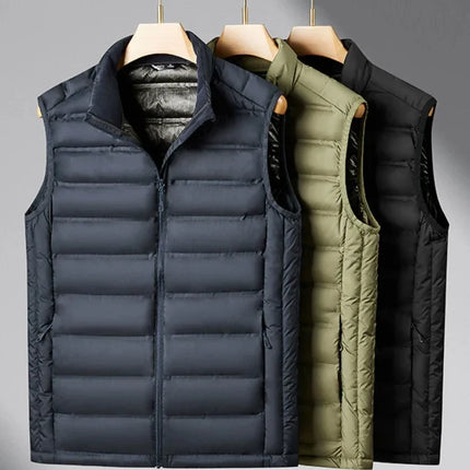 90%White Duck Down Winter Couple Vest Sleeveless Puffer Jacket Graphene Liner Stand Collar Warm Down Gilet Coats Big Size 8XL
