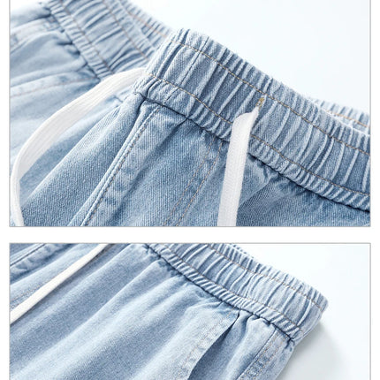 Pantaloncini di jeans casual da uomo elastico in vita dritto comodo azzurro morbido pantaloni corti larghi Bermuda larghi jeans maschili