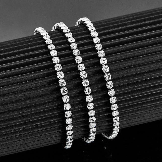 Zirconia Tennis Necklace  Iced Out Bling Chain 2mm/3mm Sexy Choker Stainless Steel For Women Jewelry Accessories PlatiNum