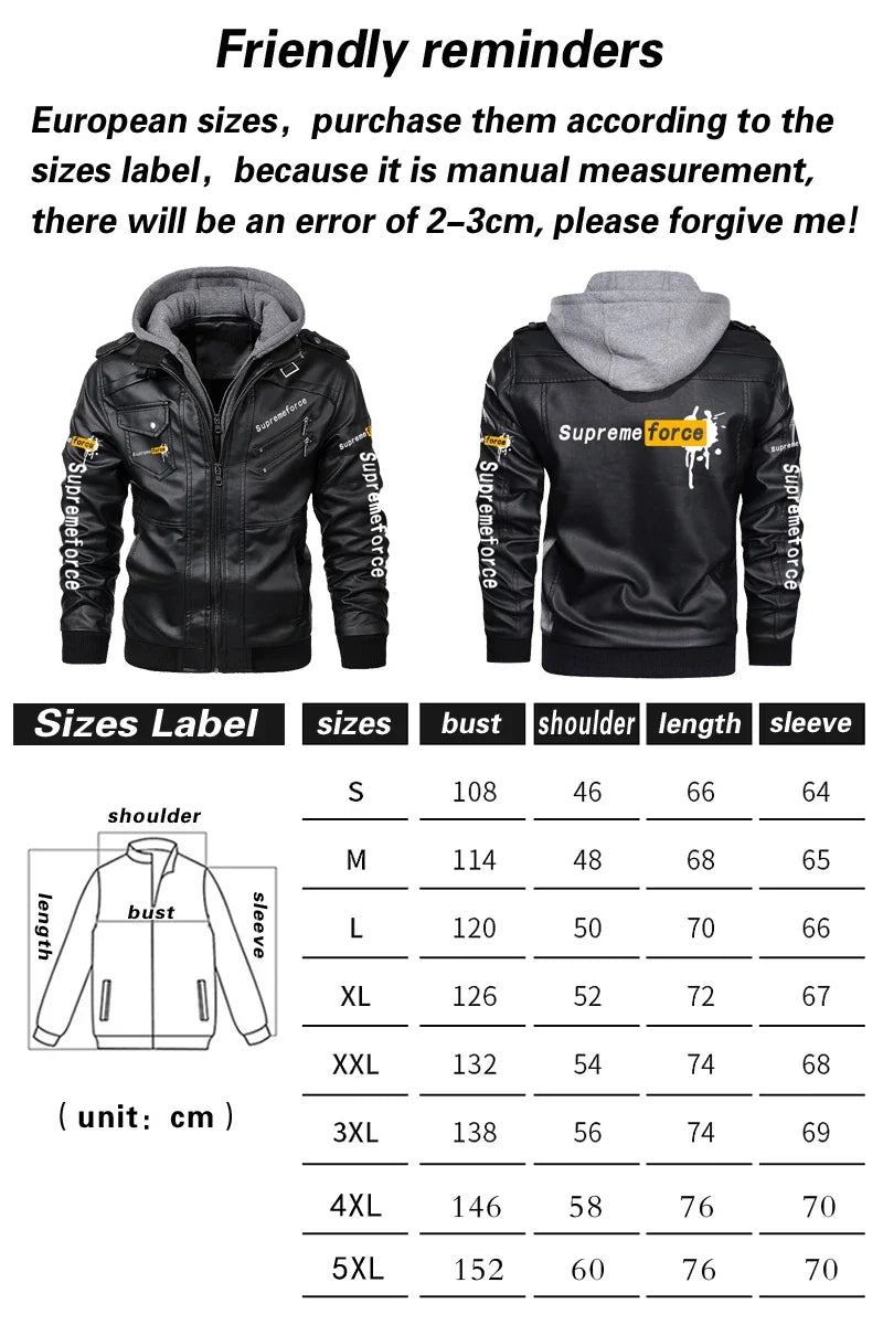 Men's Vintage Warm Leather Jacket Honda Motorcycle Racing Zipper Windbreaker Top Outdoor Fashion Winter