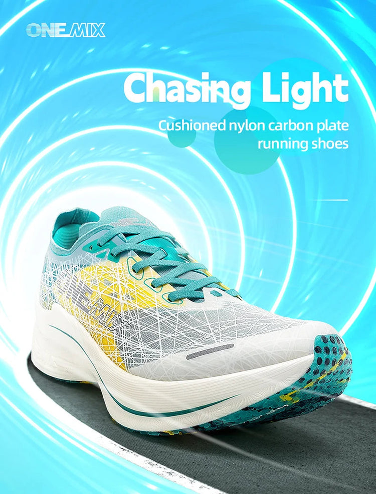 ONEMIX Marathon Scarpe da corsa con piastra in carbonio Assorbimento degli urti Scarpe sportive ultraleggere Tecnologia di rimbalzo Sneakers da uomo all'aperto PlatiNum