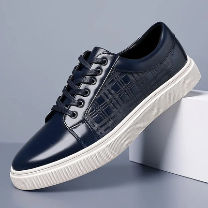 Daily Men's Luxury Brand Shoes Casual Blue Black Sneakers Shoes Man Lace-up Comfortable Leather Flat Shoes
