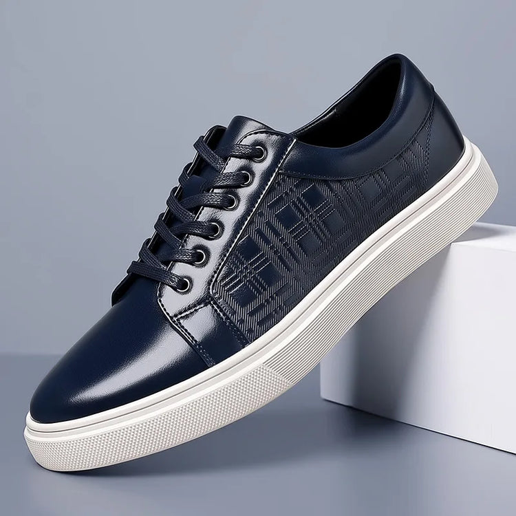 Daily Men's Luxury Brand Shoes Casual Blue Black Sneakers Shoes Man Lace-up Comfortable Leather Flat Shoes
