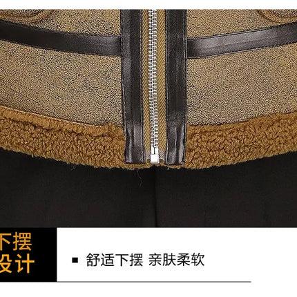 High-quality Faux Fur Leather Jackets Men Splicing Pockets Trend Casual Motorcycle Bike Jacket Winter Thick Warm Coat Streetwear