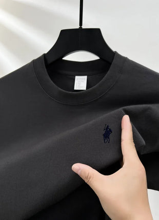 T-shirt homme col rond manches courtes 100 % pur coton, vente chaude, marque de luxe, été, broderie exquise, poney, haut respirant