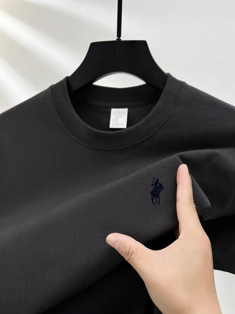 T-shirt da uomo girocollo manica corta in puro cotone 100% vendita calda marchio di lusso estate squisito ricamo pony top traspirante