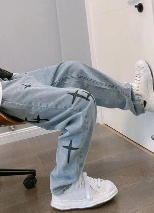 Jeans Men Wide Leg Cargo Pants Streetwear Baggy Men Korean Fashion Loose Straight Male Clothing Y2K Hip Hop Style Male Trousers PlatiNum