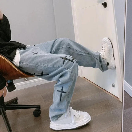 Jeans Men Wide Leg Cargo Pants Streetwear Baggy Men Korean Fashion Loose Straight Male Clothing Y2K Hip Hop Style Male Trousers PlatiNum