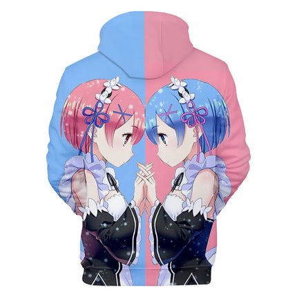 Harajuku Hip Hop Comfortable Re ZERO Rem Ram 3D print Hoodies Sweatshirts Men/Women Sweatshirt Adult/Child Casual Pullovers
