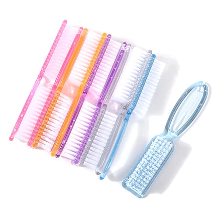 Cleaning Nail Brushes Transparent Long Handle Soft Remove Dust Nail Brushes Multifunctional Five Color Manicure Pedicure Tools
