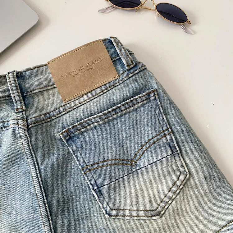 SINGREINY Pantaloncini in denim sfumato da donna, di alta qualità, estetici, casual, comodi, stile americano retrò, basici, da spiaggia