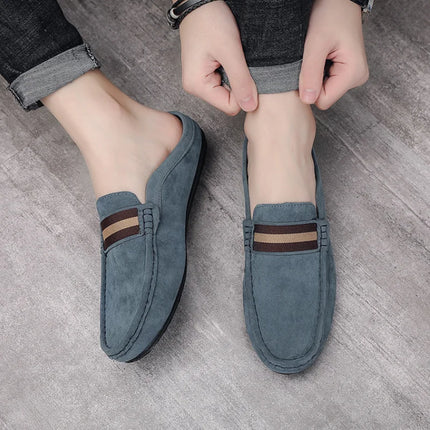 Muli da uomo scarpe Casual in pelle scamosciata leggera nuovi uomini pigro per il tempo libero mezze pantofole traspiranti Slip on scarpe da passeggio mocassino