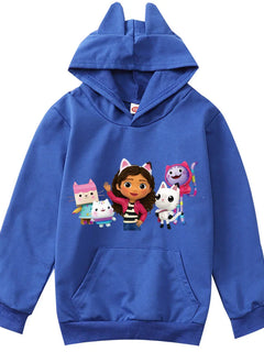 New Gabby Dollhouse Hoodie Kids Gaby Chat Sweatshirts Baby Girls Long Sleeves Casual Jumper Boys Cartoon Coats Children Clothing