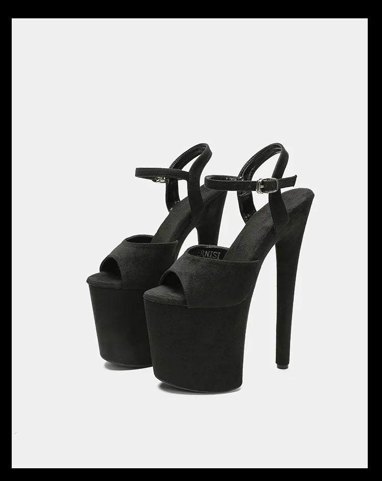 Purple Super High Heel Nightclub Stage Shoes Women 20CM Stiletto Suede Pole Dance Sandals Model Catwalk Show Summer High Heels