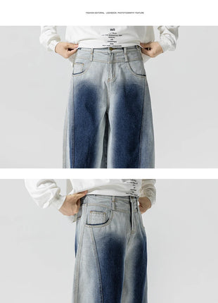 Jeans Pantaloni casual stile americano da uomo Pantaloni lanterna da uomo larghi alla moda Streetwear Pantaloni hip-hop da uomo in denim oversize a gamba larga