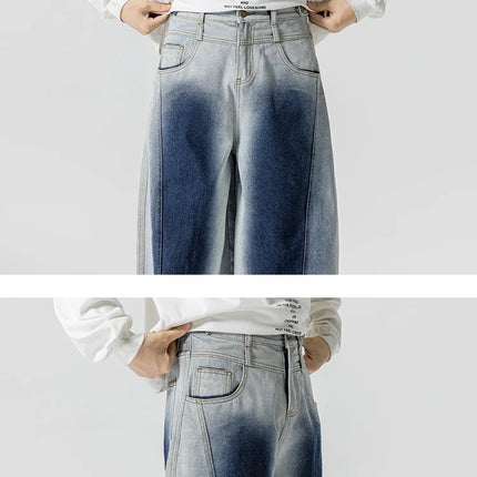 Jeans Pantaloni casual stile americano da uomo Pantaloni lanterna da uomo larghi alla moda Streetwear Pantaloni hip-hop da uomo in denim oversize a gamba larga
