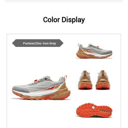 361 Degrees Yushan PRO Men Running Shoes Durable Hiking Cushioning Breathable Non-slip Outdoor Jogging Male Sneakers 672522250 PlatiNum