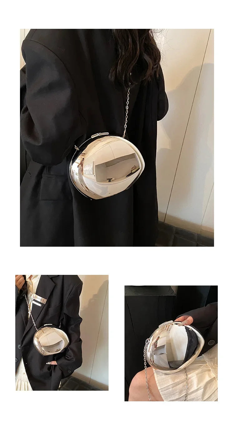 Designer Acrylic Shell Shape Clutch Bag Gold Silver Women Evening Party Bag Cute Shiny Metal Shoulder Crossbody Bags Small Purse PlatiNum