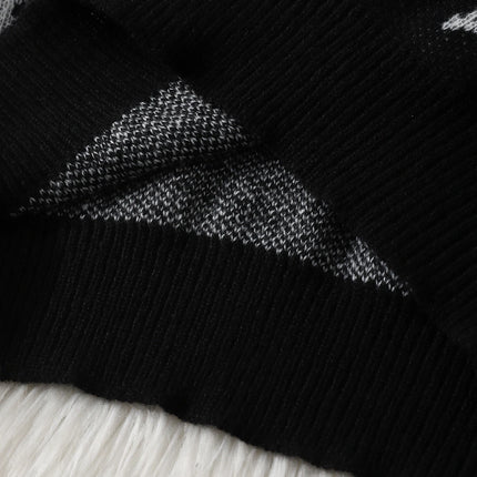 New Trendy Street Graffiti Jacquard Pattern Pullover Sweater, Casual Round-Neck Color-Block Knit Men's Pullover, Suitable for Everyday Wear, Unisex Top for Going Out, Regular Fit, Suitable for Autumn and Winter