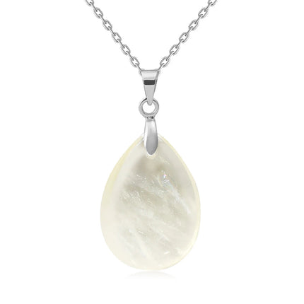 New Fashion Natural Stone Crystal Pendant Teardrop Simple Pendant Necklace Earrings Making Jewelry With Chain collar PlatiNum