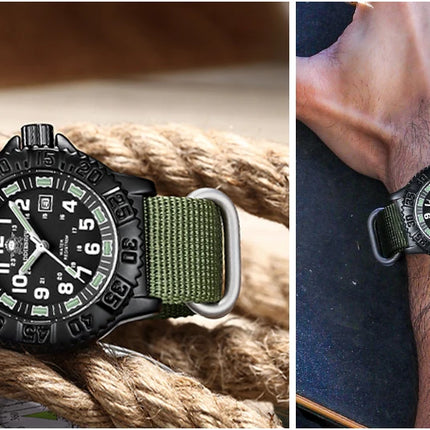 ADDIESDIVE Luxury Men Watch Luminous Dial 50m Water Resistance Date Display Outdoor Casual Men's Quartz Men Watch Nylon Strap