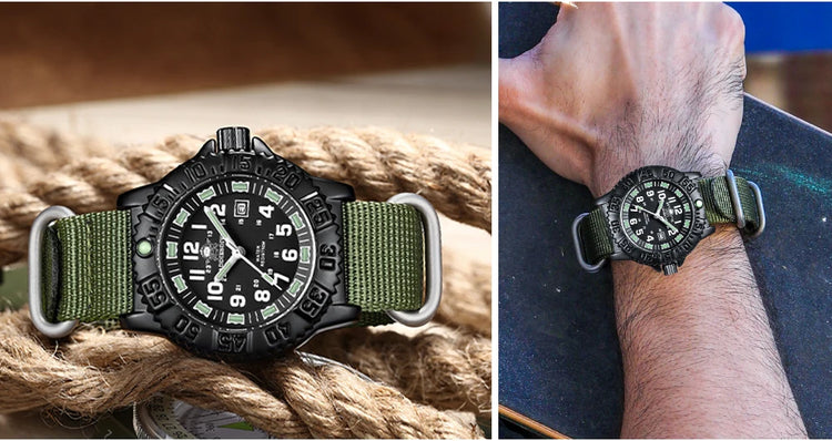 ADDIESDIVE Luxury Men Watch Luminous Dial 50m Water Resistance Date Display Outdoor Casual Men's Quartz Men Watch Nylon Strap