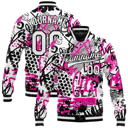 Custom Skull 3D Printed Baseball Button Jacket Bomber Full-Snap Varsity Letterman Jacket