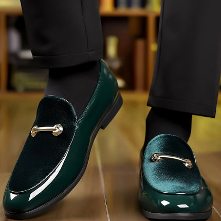 QRLQRL Mocassini di Lusso in Pelle Scamosciata Verde da Uomo, Slip-on con Nappe, Scarpe Morbide in Pelle per Matrimonio, Scarpe Basse in Pelle Nubuck