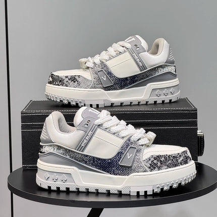 Autumn new trendy brand chubby shoes lace-up low-top casual thick-soled shoes