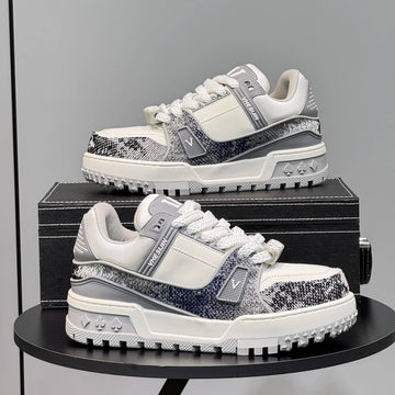 Autumn new trendy brand chubby shoes lace-up low-top casual thick-soled shoes