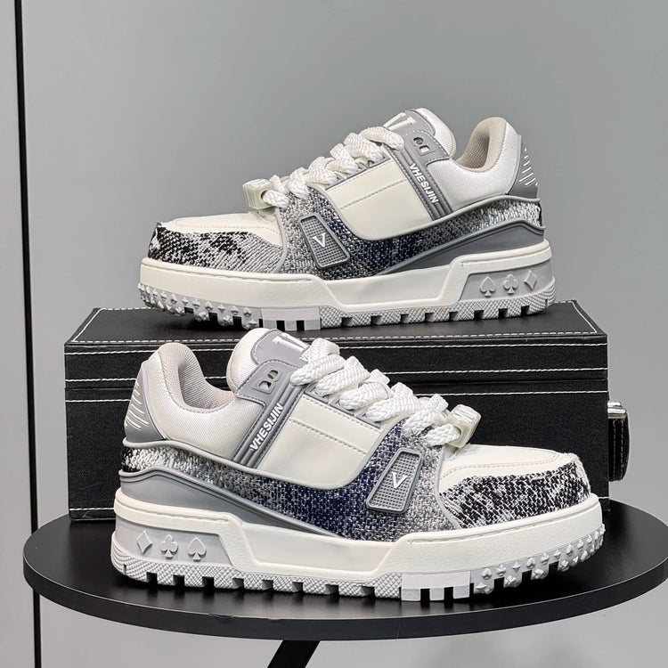 Autumn new trendy brand chubby shoes lace-up low-top casual thick-soled shoes