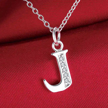 26 Letters 925 Sterling Silver Necklace Pendant Zircon For Women Exquisite Student Girlfriend Jewelry Accessories Wedding Gift PlatiNum