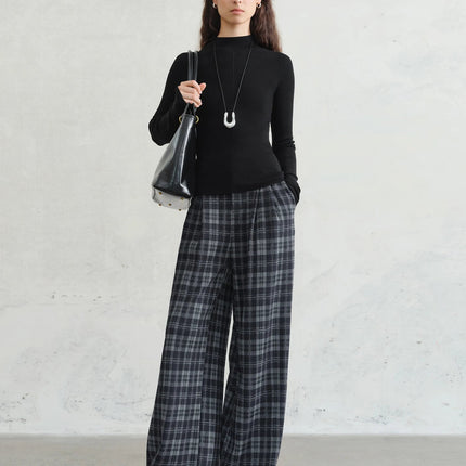 FSLE【Premium Series】German Biella Wool Autumn Super Fine Washable Seamless One-Piece Mock Neck Thermal Base Layer Shirt Women PlatiNum