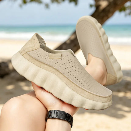 Mocassini da Uomo per Camminata all'Aperto, Scarpe Casual alla Moda, Scarpe da Passeggio in Pelle Morbida, Calzature Traspiranti per Guida, Mocassini Morbidi