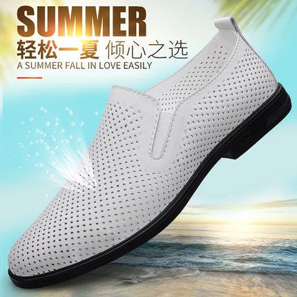 Mocassini comodi in pelle bovina da uomo neri classici alla moda di marca scarpe Casual in pelle con suola morbida traspirante cava estiva da uomo