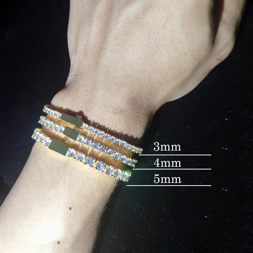 Gioielli Hip Hop Cubic Zirconia ghiacciata Catena da tennis ghiacciata Collana bling placcata oro 18 carati per le donne Logo laser personalizzato gratuito