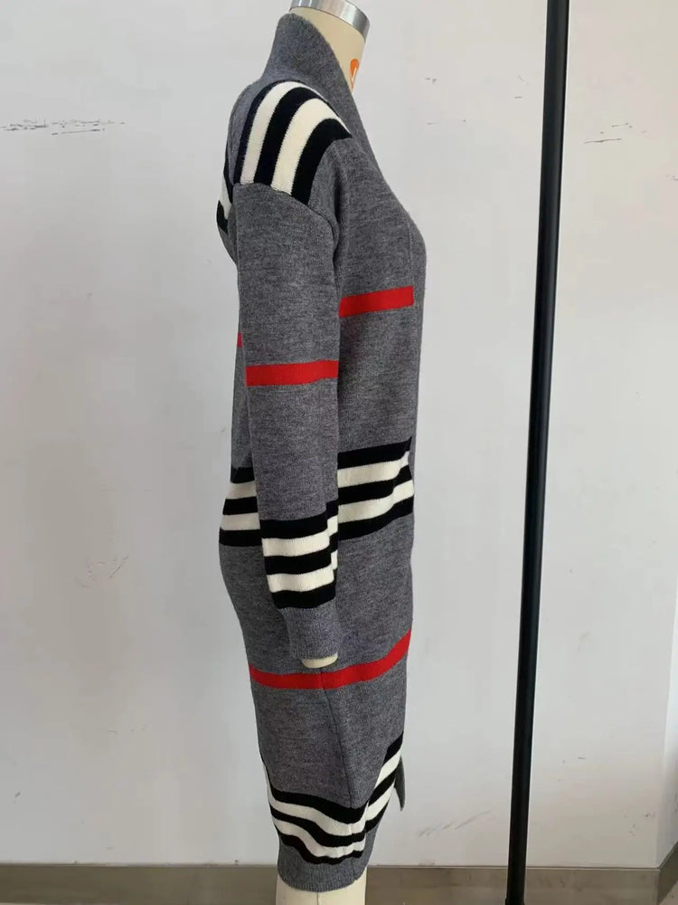 Print Long Cardigan For Women 2025 New Autumn Winter Clothes Knit Loose Outerwear Soft Sweater Coat Streetwear Fashion Cover Up