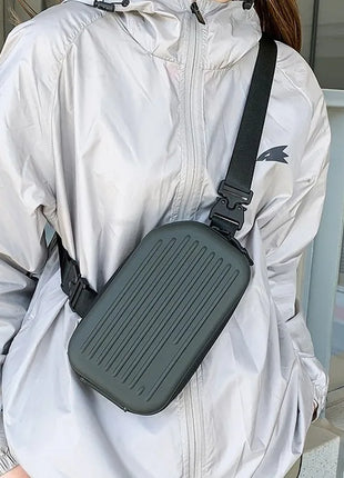 Borsa a tracolla rigida nera, leggera e portatile, per adulti, ideale per il trasporto quotidiano, lo shopping, le brevi camminate all'aperto e l'uso quotidiano.