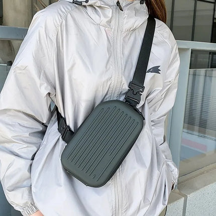 Borsa a tracolla rigida nera, leggera e portatile, per adulti, ideale per il trasporto quotidiano, lo shopping, le brevi camminate all'aperto e l'uso quotidiano.