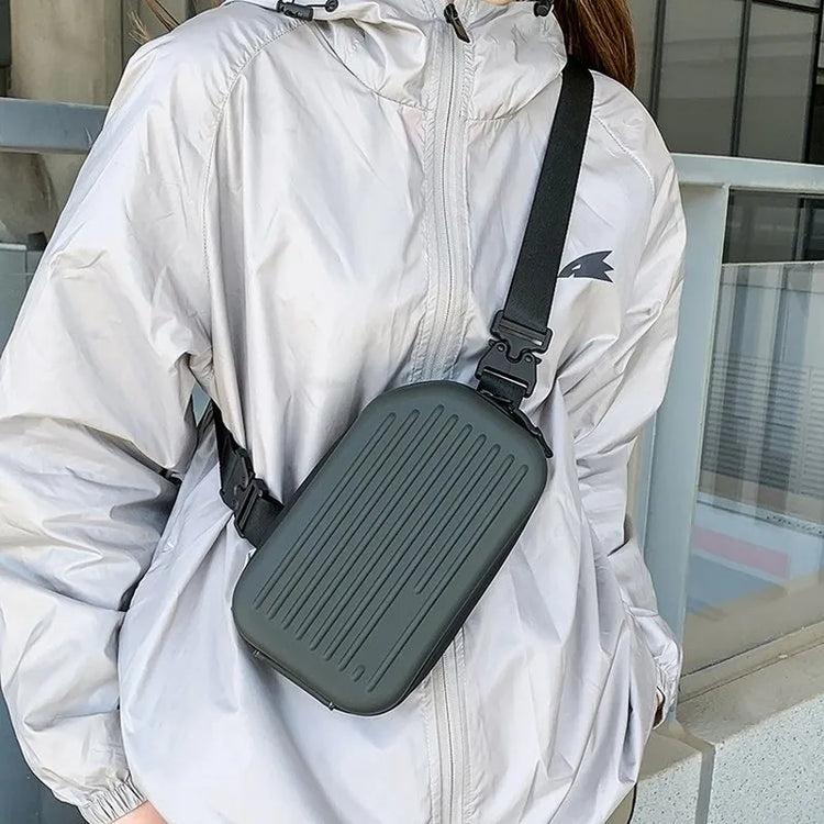 Borsa a tracolla rigida nera, leggera e portatile, per adulti, ideale per il trasporto quotidiano, lo shopping, le brevi camminate all'aperto e l'uso quotidiano.